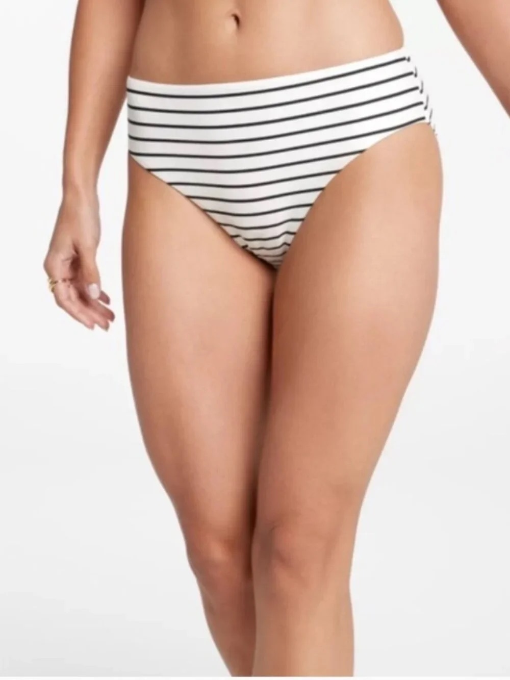 NEW CALIA Large Core Mid Rise Swim Bottoms In White Blue Mesh